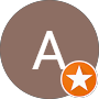 A brown circle with a white letter A in the center. An orange circle with a white star is overlaid on the bottom right corner.