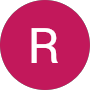 A solid dark pink circle with a white, uppercase letter R centered inside. The background is light gray.