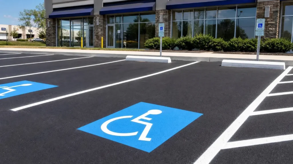 Newly paved commercial parking lot with line striping in Cleveland Ohio — Empire Paving